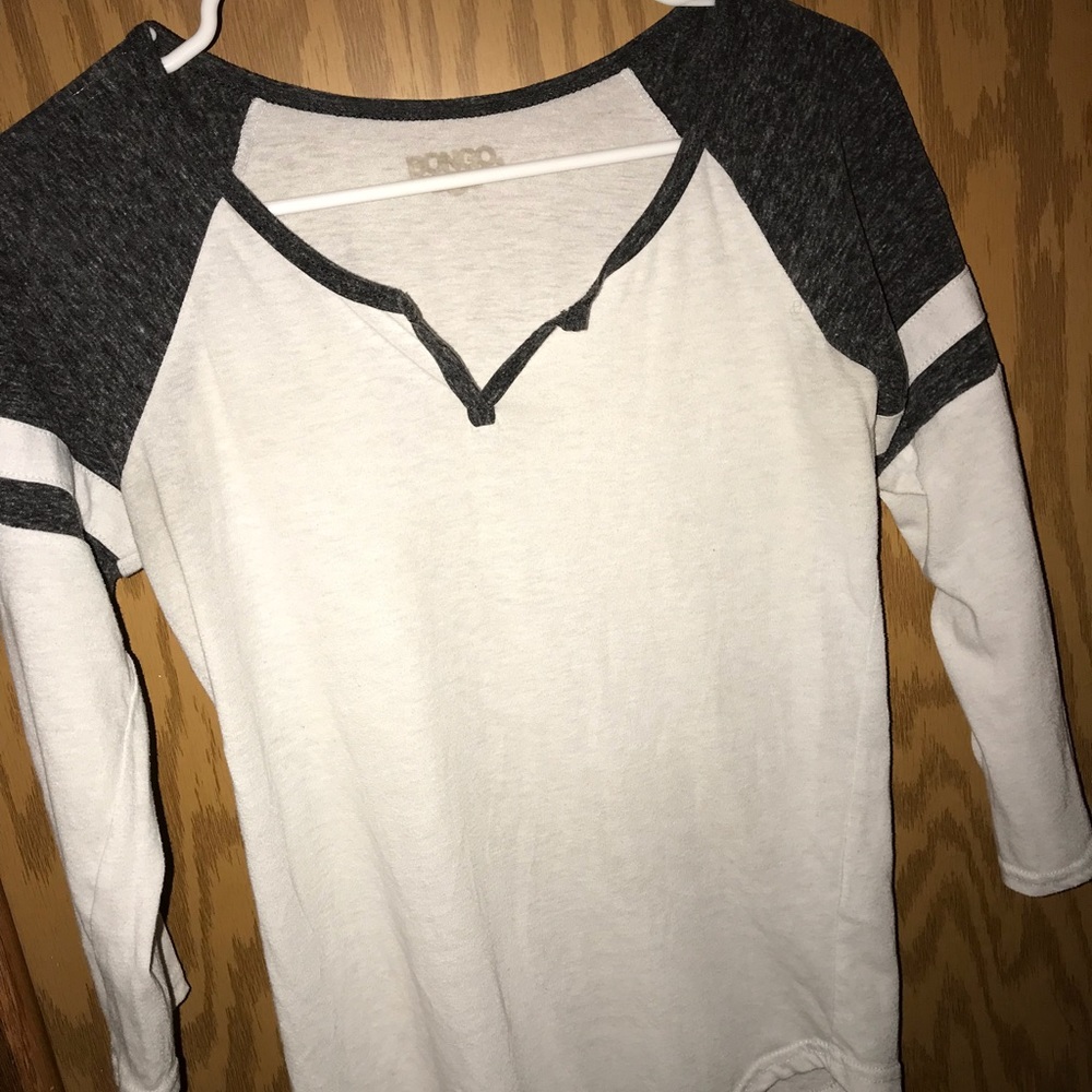 gray & white shirt